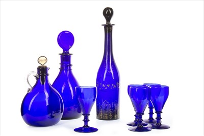 Lot 1288 - A LOT OF VICTORIAN BRISTOL BLUE GLASS