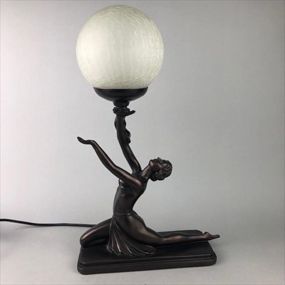 Lot 299 - AN ART DECO STYLE FIGURAL LAMP