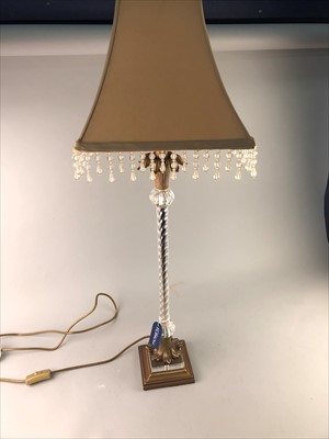 Lot 306 - AN ACRYLIC TABLE LAMP WITH SHADE AND FIVE OTHER LAMPS
