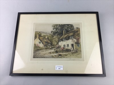 Lot 310 - COTTAGES AT DUNSTER, AN ETCHING BY HENRY G WALKER