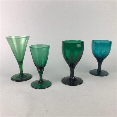 Lot 317 - A COLLECTION OF GREEN AND TURQUOISE DRINKING GLASSES