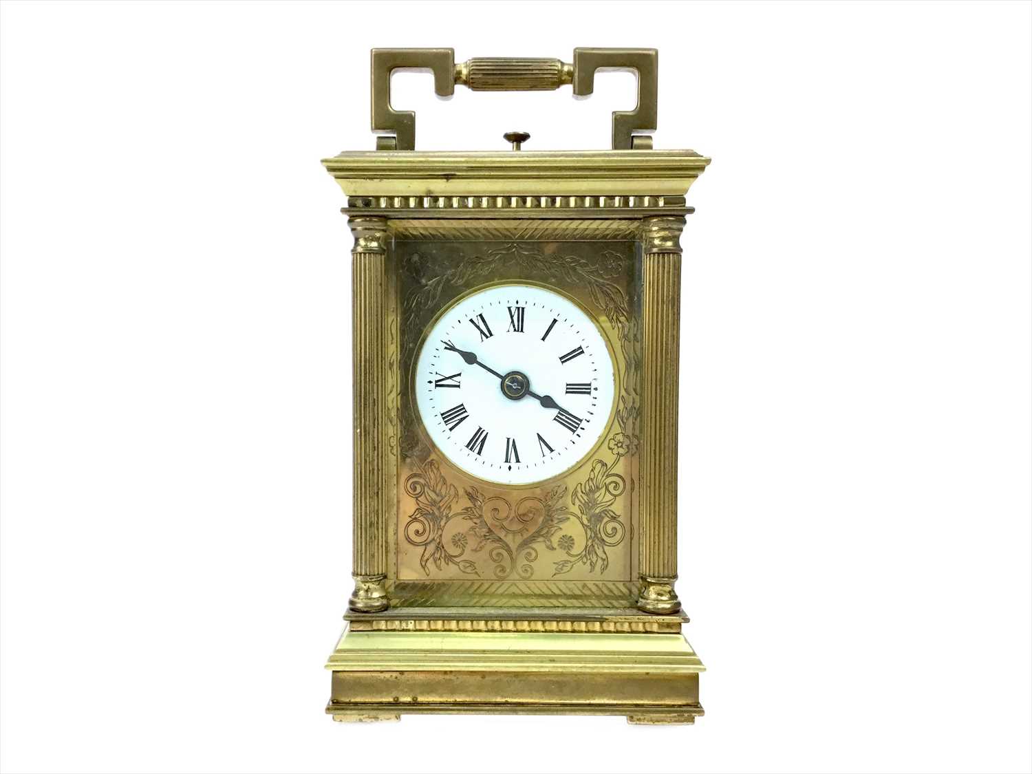 Lot 1105 - A BRASS REPEATER CARRIAGE CLOCK BY CHARLES FRODSCHAM