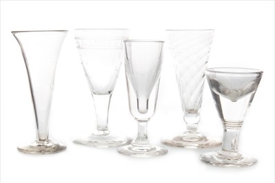 Lot 1290 - A LOT OF FIVE 18TH AND 19TH CENTURY GLASSES