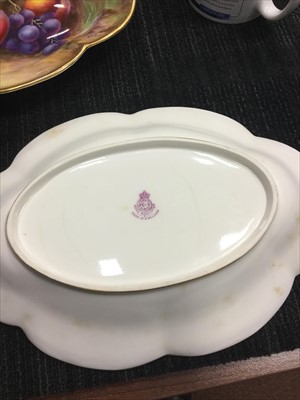 Lot 1292 - A PAIR OF ROYAL WORCESTER HAND PAINTED COMPORTS AND A DISH