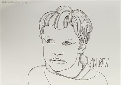 Lot 497 - ANDREW G, A PHOTO-LITHO PRINT BY ALASDAIR GRAY