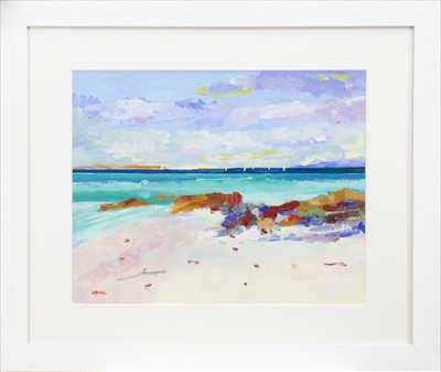 Lot 101 - OUTER HEBRIDES II, AN ACRYLIC BY ALASTAIR BENNIE
