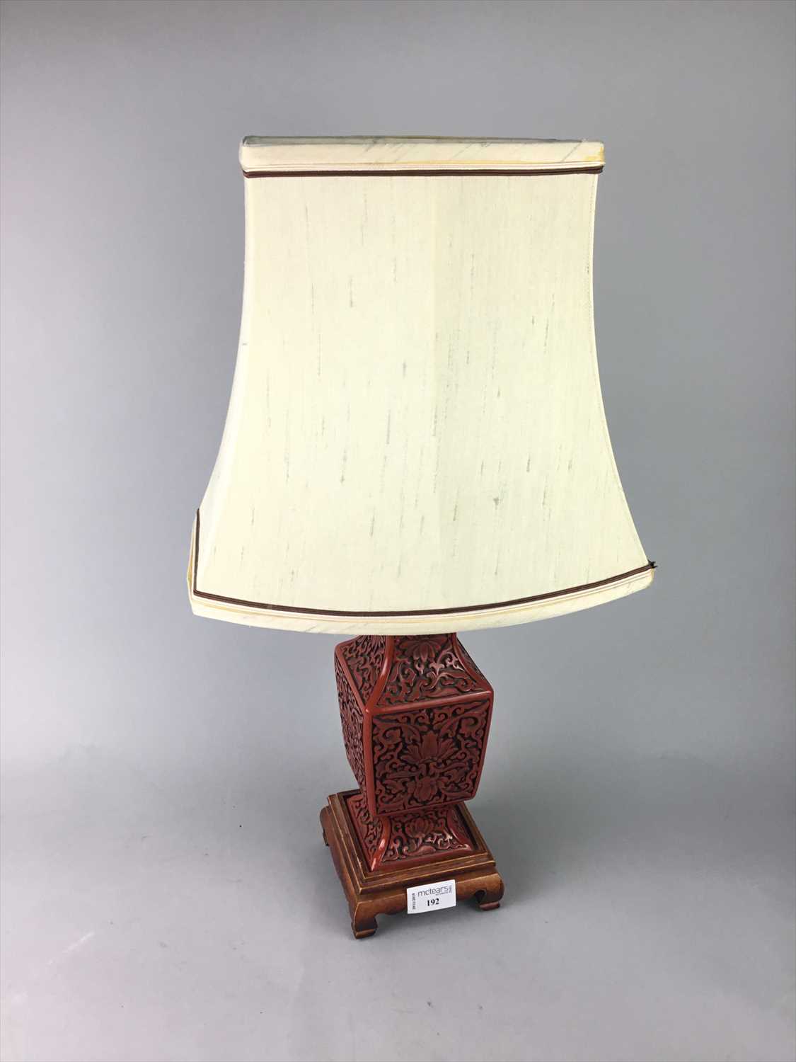 Lot 192 - A LACQUERED TABLE LAMP