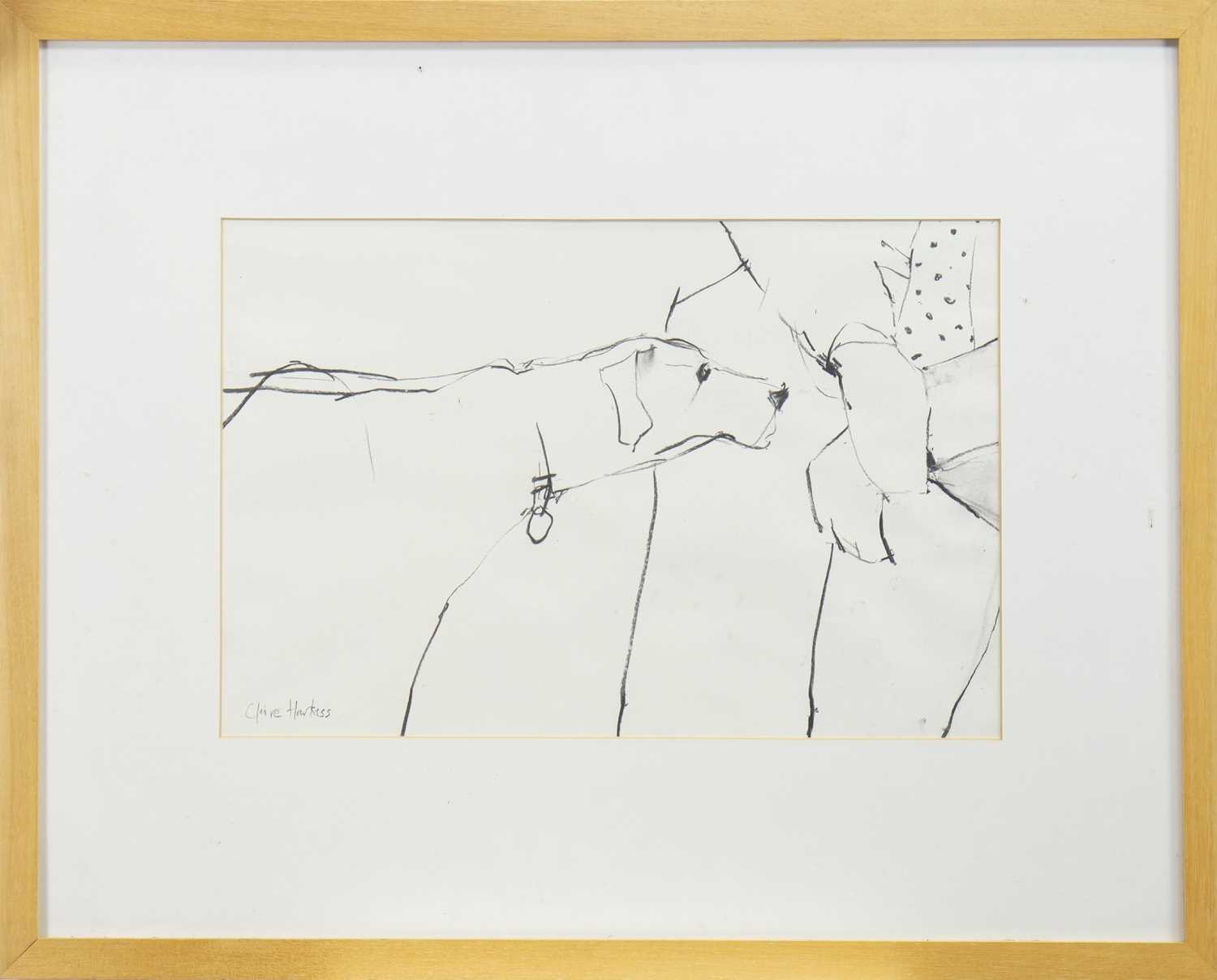 Lot 125 - DOG LOVE II, A CHARCOAL BY CLAIRE HARKESS