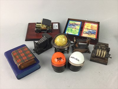 Lot 355 - A LOT OF NOVELTY PENCIL SHARPENERS AND A TARTAN WARE BIBLE
