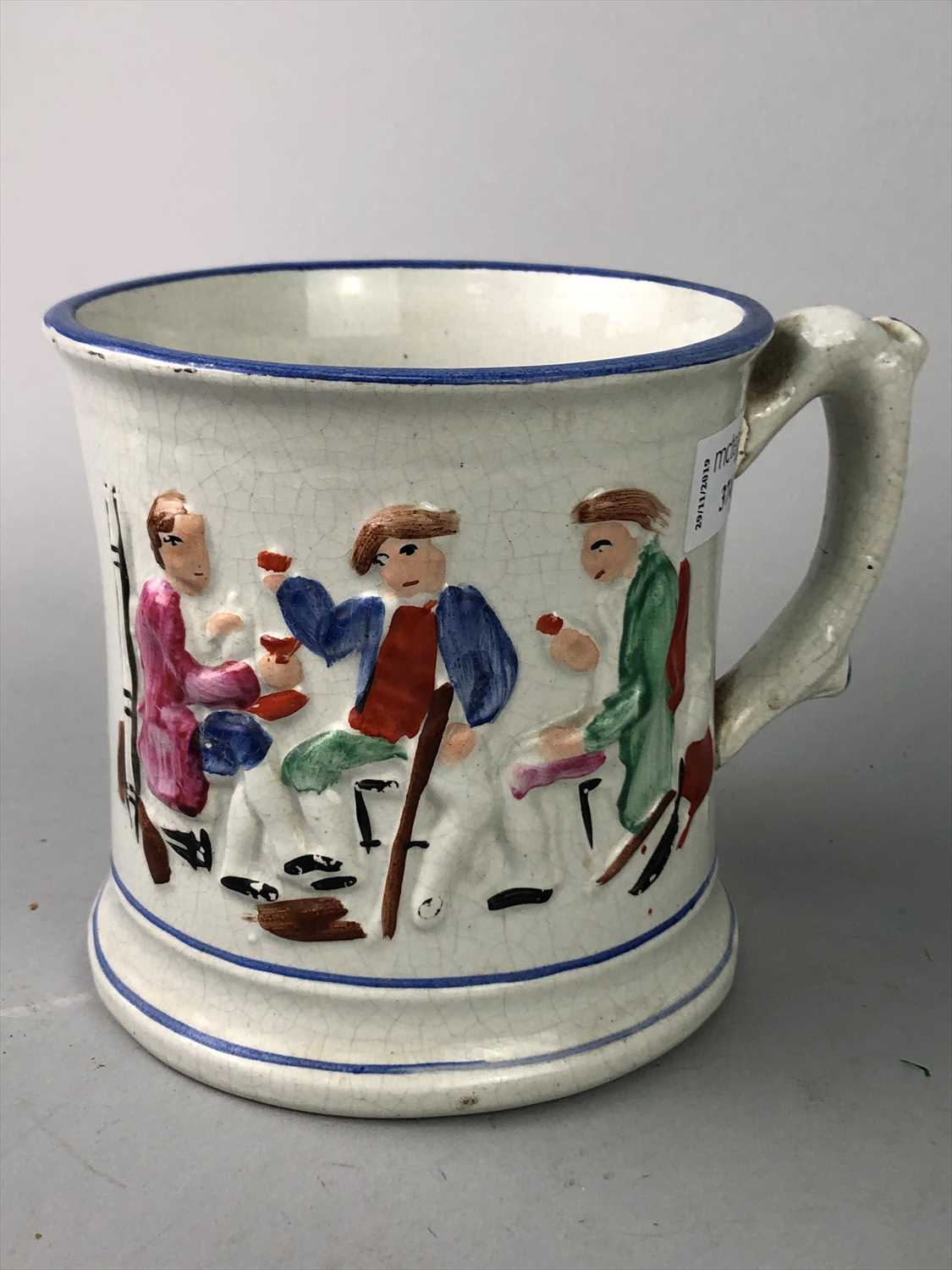 Lot 374 - A STAFFORDSHIRE FROG MUG AND FOUR JUGS