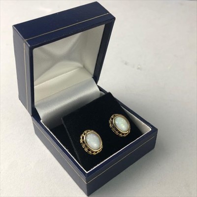 Lot 382 - A PAIR OF NINE CARAT GOLD AND OPAL EARRINGS