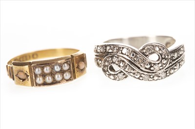 Lot 389 - A VICTORIAN SEED PEARL SET RING AND ANOTHER