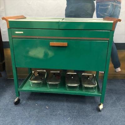 Lot 405 - A RETRO METAL HOSTESS TROLLEY