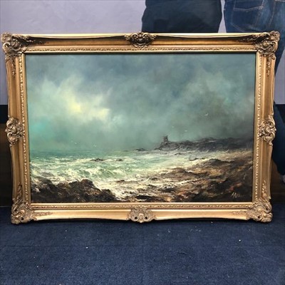 Lot 412 - COASTAL SCENE, AN OIL BY A. ALLAN, AND TWO FURTHER OILS