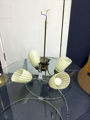 Lot 457 - A BRASS FOUR BRANCH CEILING LIGHT