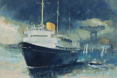 Lot 644 - BRITANNIA, FAREWELL TO THE CLYDE, A SIGNED LIMITED EDITION PRINT BY JAMES WATT