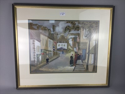 Lot 519 - STREET SCENE, A WATERCOLOUR ON PAPER