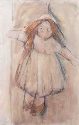 Lot 557 - RED HAIRED DOLL, A MIXED MEDIA BY JOYCE W CAIRNS
