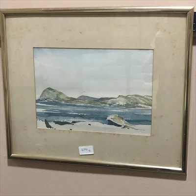 Lot 479 - FISHING BY MOONLIGHT, A WATERCOLOUR BY MADELEINE HAND, ALONG WITH THREE OTHERS