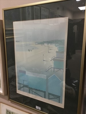 Lot 480 - BEACH HUTS, A SIGNED PRINT AFTER JENNIFER HANNAFORD, AND OTHER PRINTS