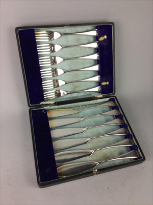 Lot 431 - A WALKER & HALL CASED SET OF SIX KNIVES AND FORKS AND OTHER CUTLERY