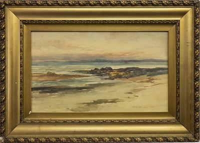 Lot 454 - SUNSET OVER KINTYRE, A WATERCOLOUR BY PETER MACGREGOR WILSON