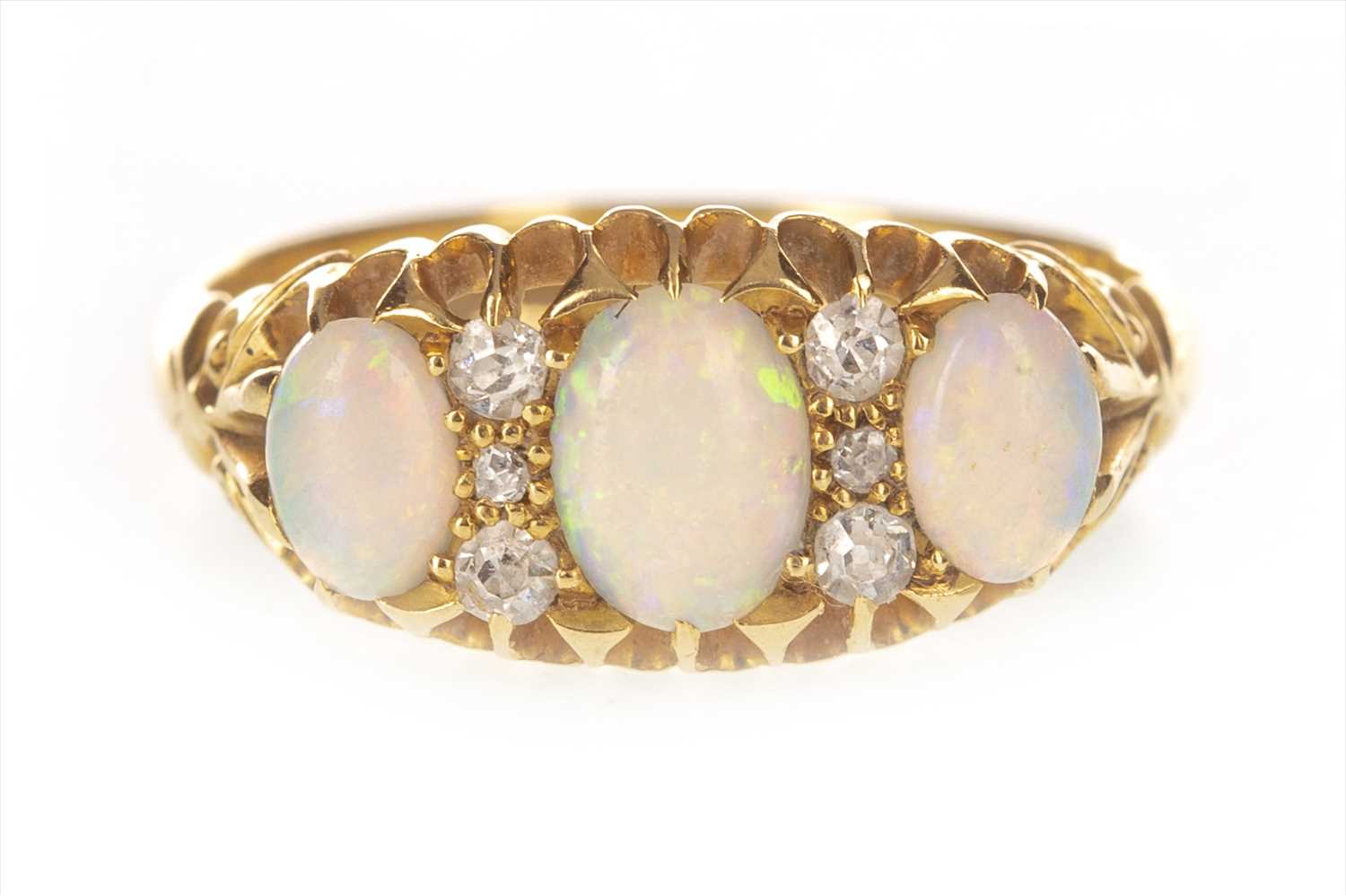 Lot 405 - AN OPAL AND DIAMOND RING