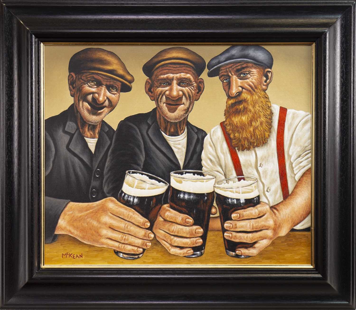 Lot 90 - THE BOYS ARE BACK IN TOWN, AN OIL BY GRAHAM MCKEAN