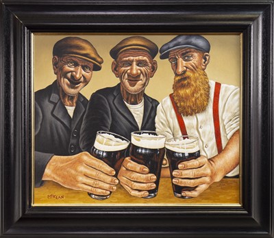 Lot 90 - THE BOYS ARE BACK IN TOWN, AN OIL BY GRAHAM MCKEAN