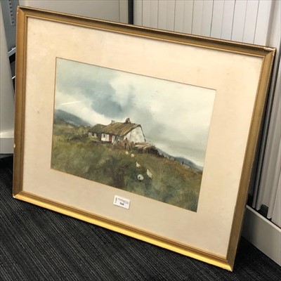 Lot 568 - THE THATCHERS, A WATERCOLOUR BY PHYLLIS DEL VECCHIO