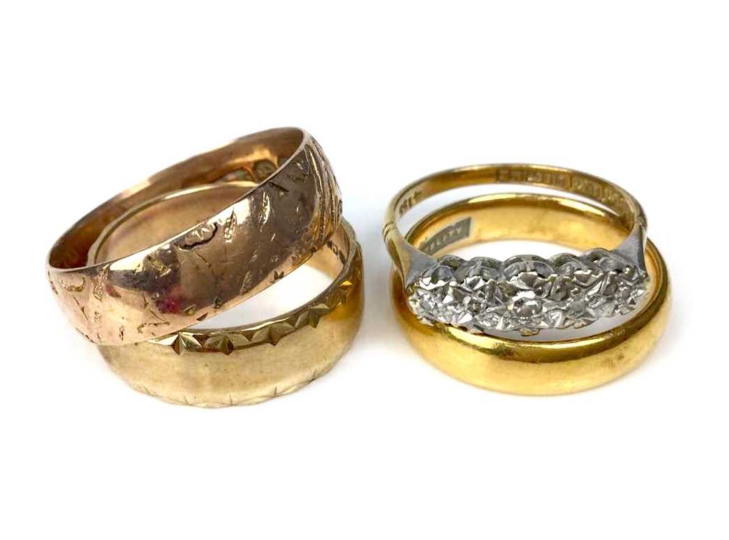 Lot 408 - FOUR GOLD RINGS