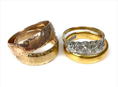 Lot 408 - FOUR GOLD RINGS