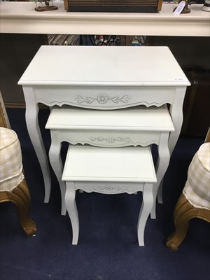 Lot 220A - A MODERN CREAM PAINTED NEST OF THREE TABLES