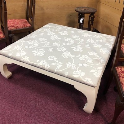 Lot 230A - A LARGE UPHOLSTERED FOOTSTOOL