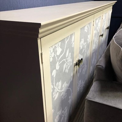 Lot 270A - A LARGE MODERN CREAM PAINTED SIDEBOARD