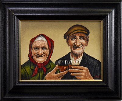 Lot 33 - BEHIND EVERY GREAT MAN, AN OIL BY GRAHAM MCKEAN