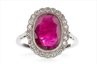 Lot 1306 - A CERTIFICATED EDWARDIAN RED GEM AND DIAMOND RING