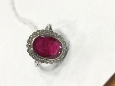 Lot 1306 - A CERTIFICATED EDWARDIAN RED GEM AND DIAMOND RING
