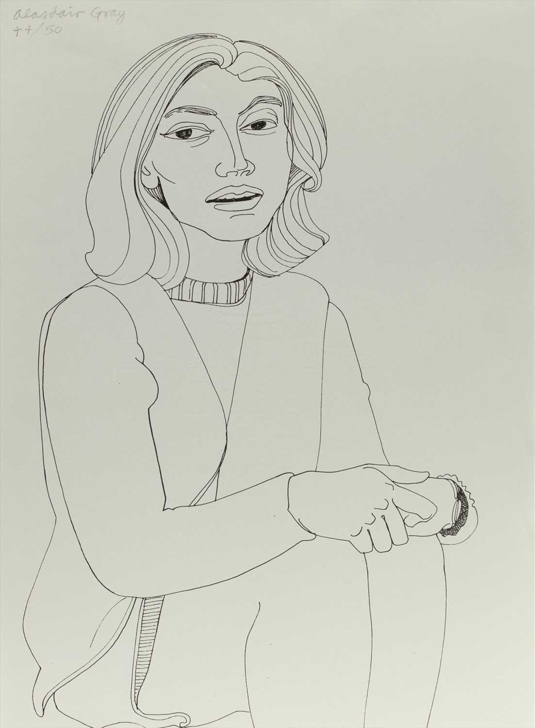 Lot 493 - UNTITLED PORTRAIT, A PHOTO-LITHO PRINT BY ALASDAIR GRAY