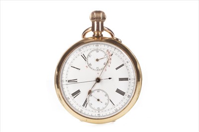 Lot 791 - A GOLD PLATED OPEN FACE TWO SIDED POCKET WATCH