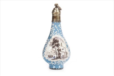 Lot 1302 - A LATE 19TH CENTURY STAFFORDSHIRE PORCELAIN AND ENAMEL BOTTLE