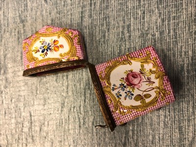 Lot 1303 - A LATE 19TH CENTURY FLORAL PORCELAIN AND ENAMEL PAINTED CASED PERFUME BOTTLE