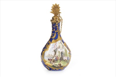 Lot 1305 - A LATE 19TH CENTURY PORCELAIN AND ENAMEL PERFUME BOTTLE