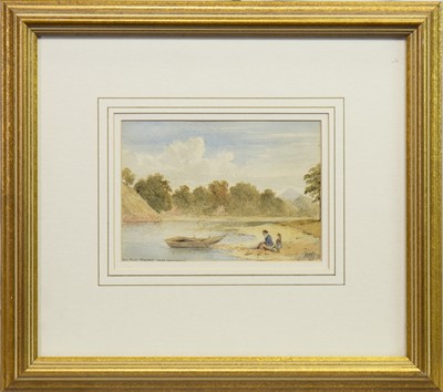 Lot 459 - VIEW OF THE TWEED NEAR DRYBURGH, A WATERCOLOUR