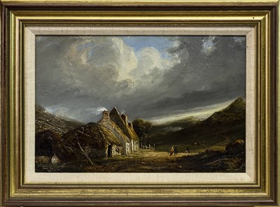 Lot 463 - FIGURES IN A HIGHLAND LANDSCAPE, AN OIL