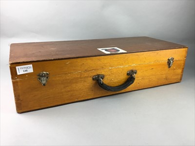 Lot 135 - A STAINED WOOD BAGPIPE CASE