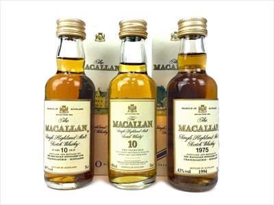 Lot 1121 - MACALLAN 1975 18 YEARS OLD AND TWO 10 YEAR OLD MINIATURES