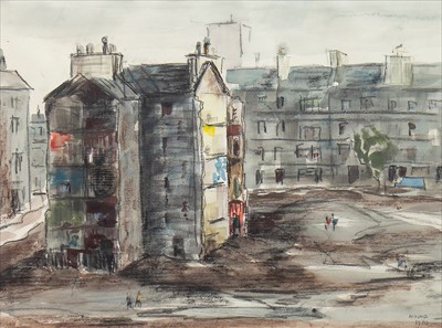 Lot 527 - TENEMENTS, A MIXED MEDIA BY LOUISE GIBSON ANNAND