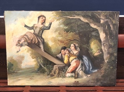Lot 187 - CHILDREN IN A WOODLAND, AN OIL BY TEODORO DELGADO