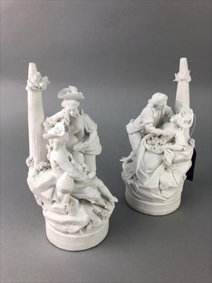 Lot 153 - A PAIR OF 19TH CENTURY FIGURE GROUPS